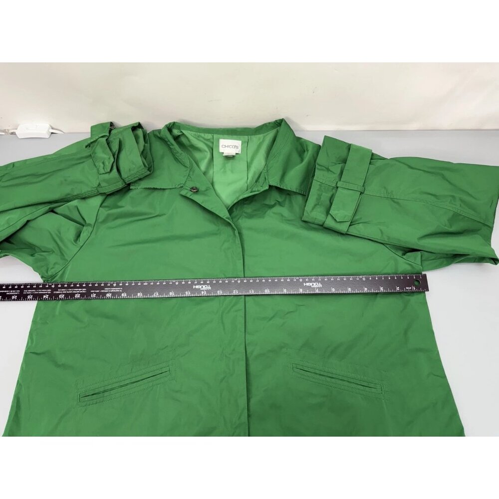 Chico’s Short Jacket Snap Front Lightweight Pockets Green Womens 3 US L - Picture 9 of 11